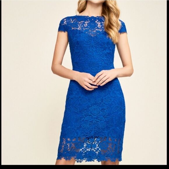 Cachet Sapphire Blue Lace Dress Large - Picture 13 of 14